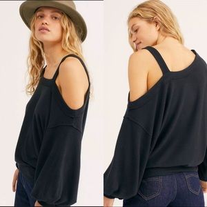 Free People Flaunt It Cold Shoulder Balloon Sleeve